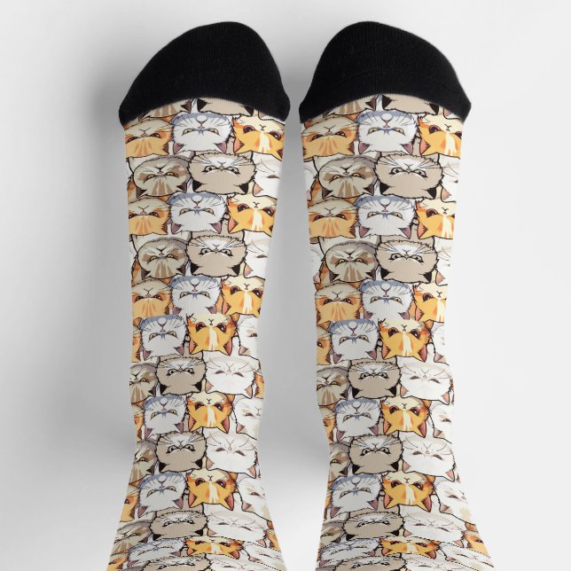Funny Colorful Moody Cats Kitten pet Muster Socken (Oben)
