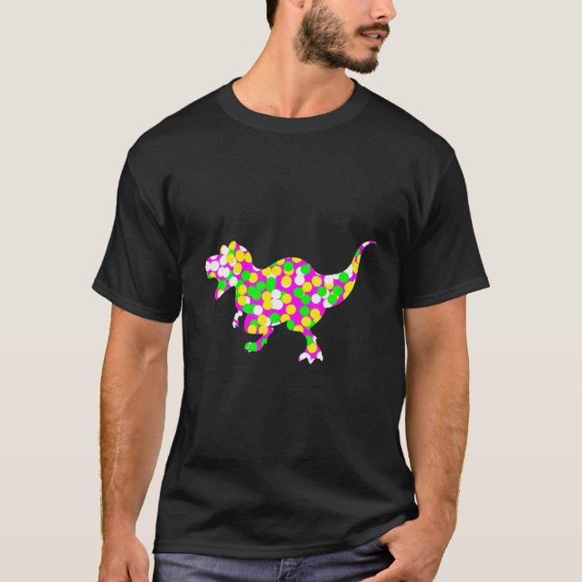 Funny Colorful Polka Dot Trex Dinosaur Internation T-Shirt (Vorderseite)