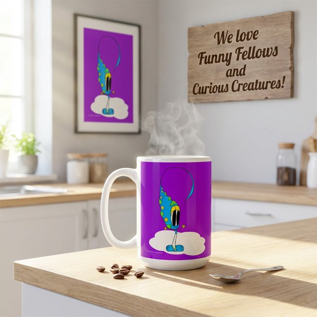 Funny, Colorful, Quirky, Cartoon Character Kaffeetasse (Hey! Take a look at this very cool cartoon)