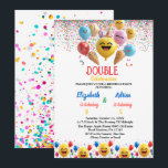 Funny Colorloon Kinder Double Joint Birthday Einladung<br><div class="desc">Machen Sie Ihre Geburtstagsfeier mit dieser lebendigen und fröhlichen Doppelgeburtstagseinladung besonders attraktiv! Dieses Design ist perfekt für Geschwister, Zwillinge oder Freunde, die gemeinsam feiern, und bietet einen festlichen Mix aus hellen Farben, Ballons und einer köstlichen Cupcake-Illustration. Vollständig anpassbar mit Namen, Alter, Datum und Party Details, um eine einzigartige und unvergessliche...</div>
