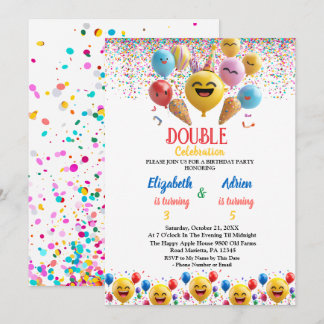 Funny Colorloon Kinder Double Joint Birthday Einladung