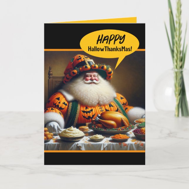Funny Combo Halloween, Erntedank und Weihnachten Karte (Vorderseite)