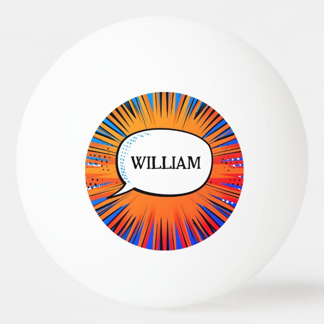 Funny Comic Buch cool personalisierter Name trendy Tischtennisball (Vorderseite)