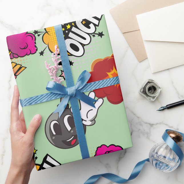 Funny Comic Buchstil BOOM OUCH cool trendy Geschenkpapier (Von Creator hochgeladen)