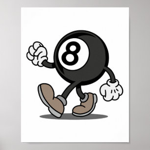 Funny Comic Snooker Billiard Player 8-ll Poster