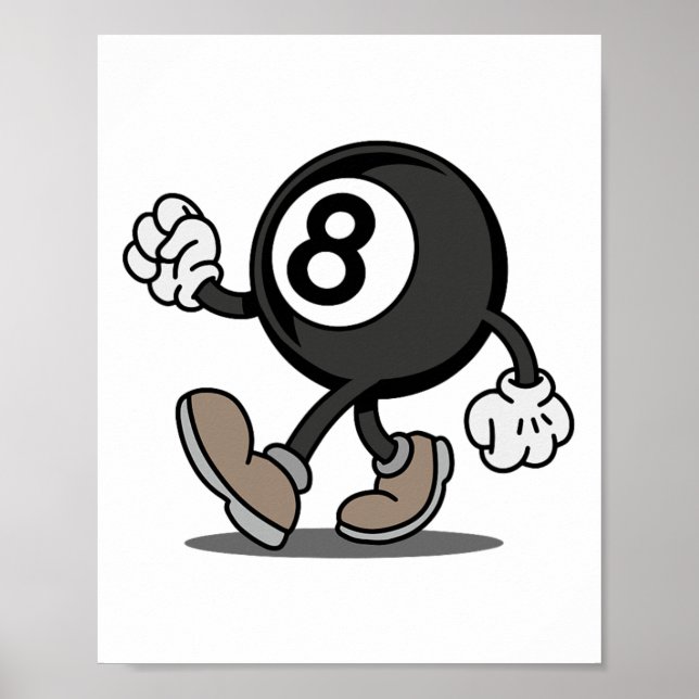 Funny Comic Snooker Billiard Player 8-ll Poster (Vorne)