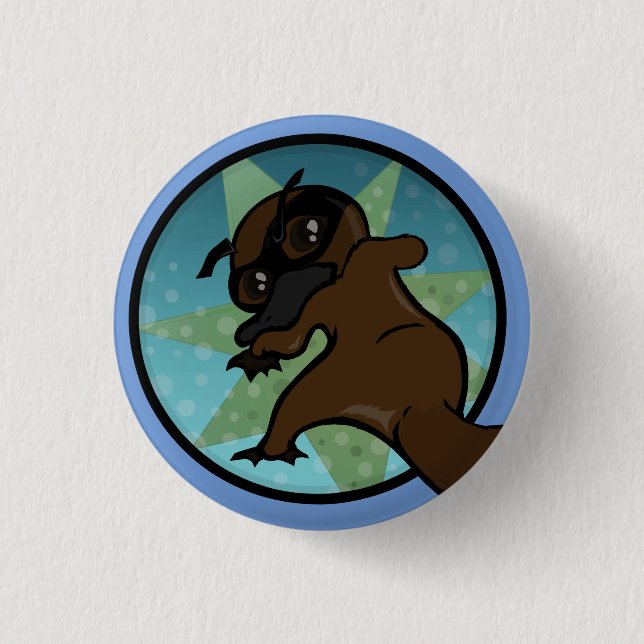 FUNNY COMIC STYLE PLATYPUS RUNDE BUTTON ZURÜCK SCH (Vorderseite)