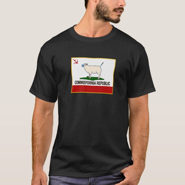 Funny Commiefornia Republic California Staatsflagg T-Shirt (Vorderseite)