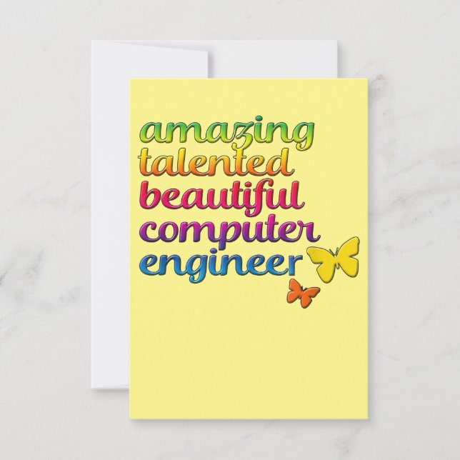Funny Computer Engineer | Niedliche Mädchentechnik Dankeskarte (Vorderseite)