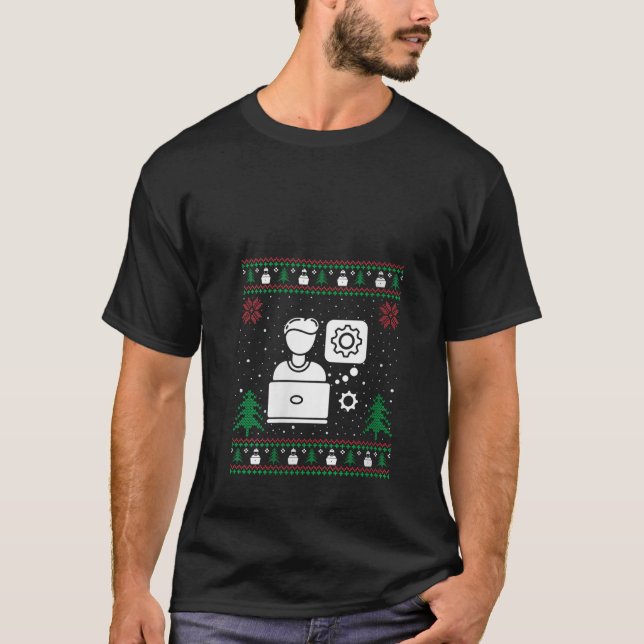Funny Computer Engineer Weihnachtsmannmütze Ugly C T-Shirt (Vorderseite)