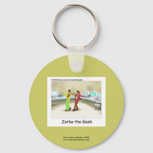 Funny Computer Geek Cartoon On Key Chain Schlüsselanhänger