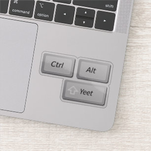 Funny Computer Geek Laptop Prank Yeet Delete Taste Aufkleber