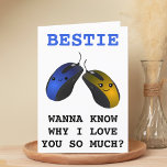 Funny Computer Maus Bester Freund Happy Birthday Dankeskarte<br><div class="desc">Suchen Sie eine einzigartige Möglichkeit, Ihre Liebe und Ihren Spaß zu Ihrem besten Freund auszudrücken? Unsere lustige Computermaus-Grußkarte ist die perfekte Wahl für Ihren Geburtstag! Passen Sie es an, indem Sie Ihre eigene persönliche Nachricht hinzufügen. Design verfügt über zwei Happy Blue und Gold Computer Mäuse. Eine tolle Art, Geburtstagswünsche an...</div>