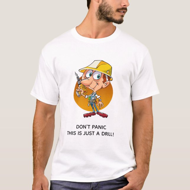 Funny Construction Worker Cartoon - nur ein Drill T-Shirt (Vorderseite)
