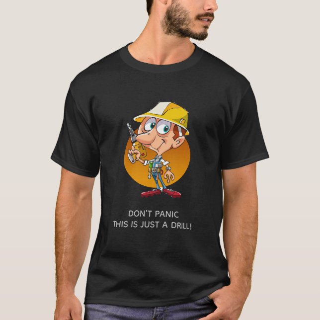 Funny Construction Worker Cartoon - nur ein Drill T-Shirt (Vorderseite)
