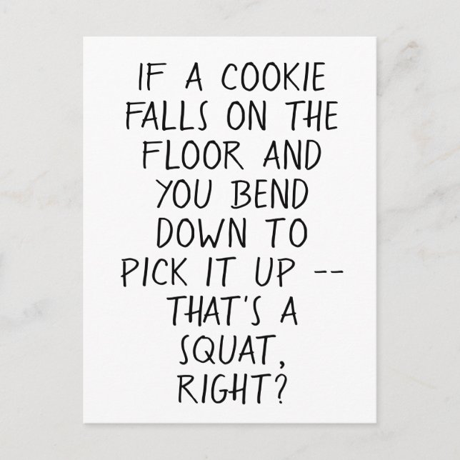 Funny Cookie Anti-Training Zitat Postkarte (Vorderseite)