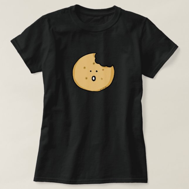 Funny Cookie Cartoon mit Bite T-Shirt (Design vorne)