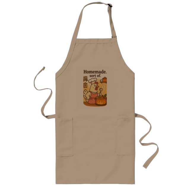 Funny Cooking Chicken Apron – Hen Making Soup Lange Schürze (Vorne)