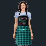 Funny Cooking Good Thymes Schwarz Türkis Kariert Schürze<br><div class="desc">Lustvolle und coole Schürze,  um das Kochen noch angenehmer zu machen. Personalisiertes Geschenk für Familie und Freunde,  die Liebe Kochen,  Backen und probieren neue Rezepte in der Küche. Passen Sie die Formulierung an Ihren Anlass an. Mit dem Design-Tool können Sie den Schriftart-,  Schriftart- und Schriftart-Typ weiter ändern.</div>