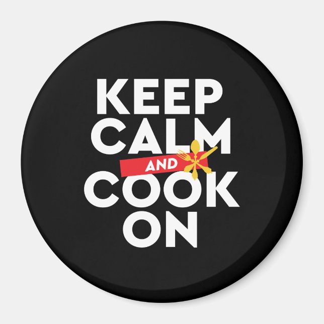 Funny Cooking Koch Behalte Ruhe und Kochen auf Magnet (Vorne)