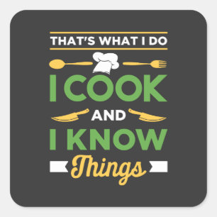 Funny Cooking Quadratischer Aufkleber