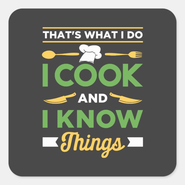 Funny Cooking Quadratischer Aufkleber (Vorderseite)