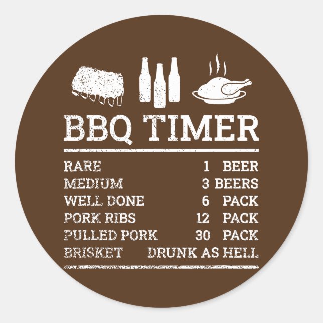 Funny Cooking Timer Barbecue Meat Smoker Runder Aufkleber (Vorderseite)