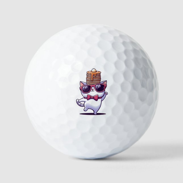 Funny cool cat Balancing Pancstack Golfball (Vorderseite)