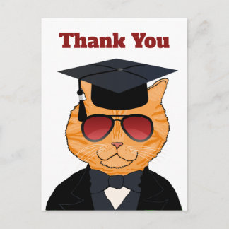 Funny Cool Cat Cartoon Abschluss Vielen Dank Ankündigungspostkarte