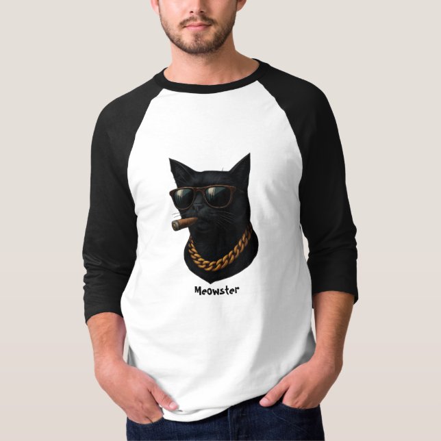 Funny Cool Cat Shirt– Meowster Gangsta Cat T-Shirt (Vorderseite)