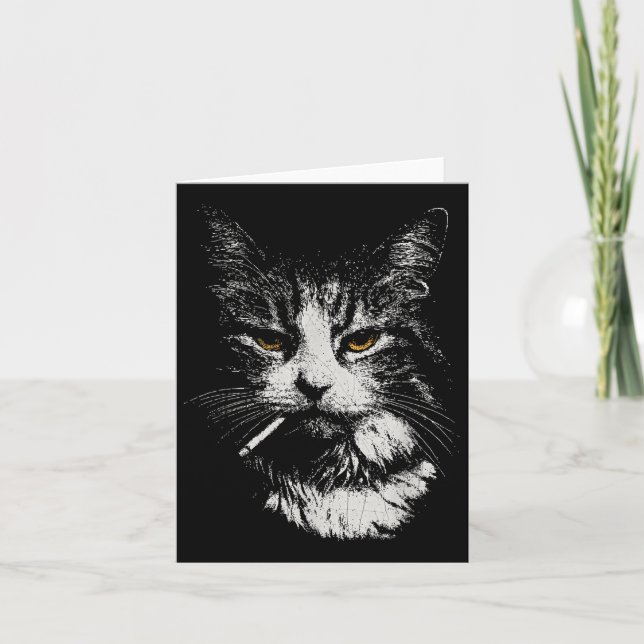 Funny Cool Cat Smoking Funny Meme Cigarette Cat Ga Karte (Vorderseite)