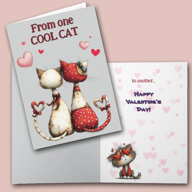 Funny Cool Cat Valentine Card Feiertagskarte (Von Creator hochgeladen)
