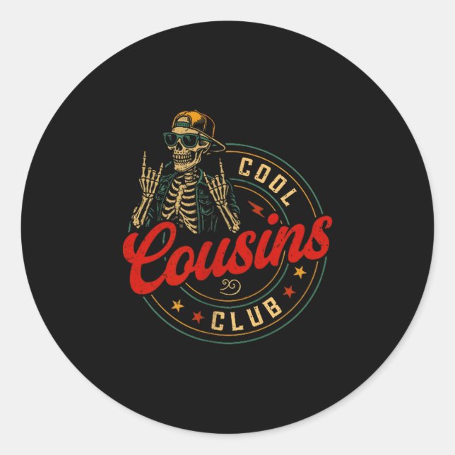 Funny Cool Cousins Club Shirt Cousin Crew Skeleton Runder Aufkleber (Vorderseite)