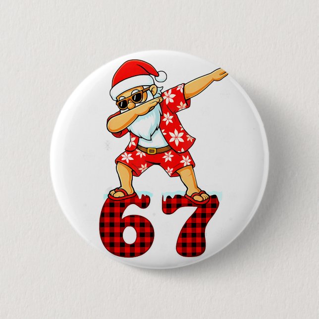 Funny Cool Dabbing Santa Hawaii 67 Meme Christmas  Button (Vorderseite)
