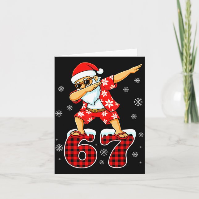 Funny Cool Dabbing Santa Hawaii 67 Meme Christmas  Karte (Vorderseite)