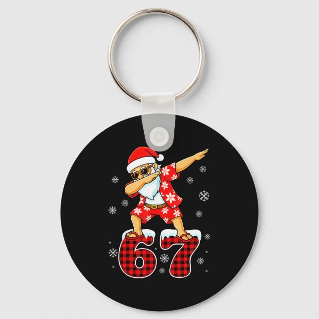 Funny Cool Dabbing Santa Hawaii 67 Meme Christmas  Schlüsselanhänger (Vorderseite)