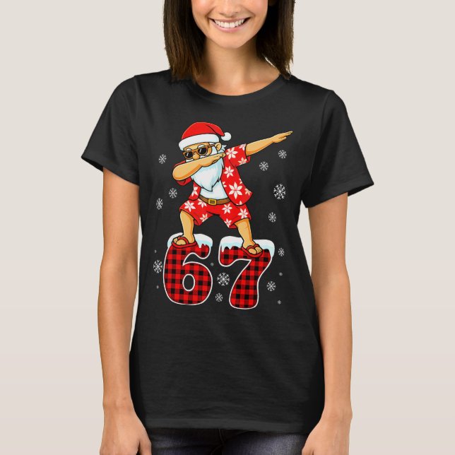 Funny Cool Dabbing Santa Hawaii 67 Meme Christmas  T-Shirt (Vorderseite)