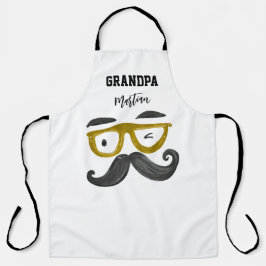 Funny Cool gelbe Brille Mustache Opa Custom Schürze