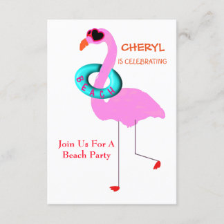Funny Cool in Shades Pink Flamingo Beach Party Einladung