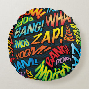 Funny Cool Modern Typografy Trendy Comic Book Rundes Kissen