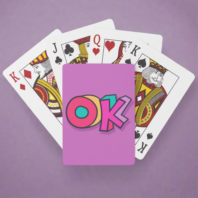 Funny Cool "OK" Bold Lila Colors Trendy Game Spielkarten (Von Creator hochgeladen)