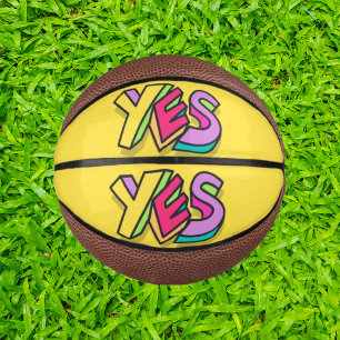 Funny Cool "YES" Fett gelb farbige Sportarten Mini Basketball
