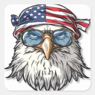 Funny, cooler amerikanischer Adler Quadratischer Aufkleber