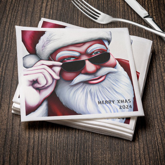 Funny Cooler Weihnachtsmann in Sonnenbrille Weihna Serviette (Funny Cool Santa Claus in Sunglasses Christmas)