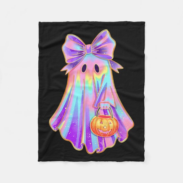 Funny Coquette Bow Ghost Pumpkin Halloween Soky Se Fleecedecke (Vorderseite)