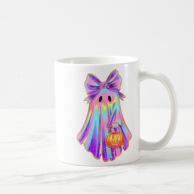 Funny Coquette Bow Ghost Pumpkin Halloween Soky Se Kaffeetasse (Rechts)