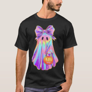 Funny Coquette Bow Ghost Pumpkin Halloween Soky Se T-Shirt