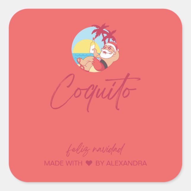 Funny Coquito Set für Lebensmittel und Getränke Quadratischer Aufkleber (Vorderseite)