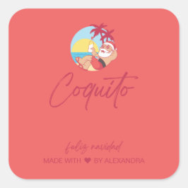 Funny Coquito Set für Lebensmittel und Getränke Quadratischer Aufkleber