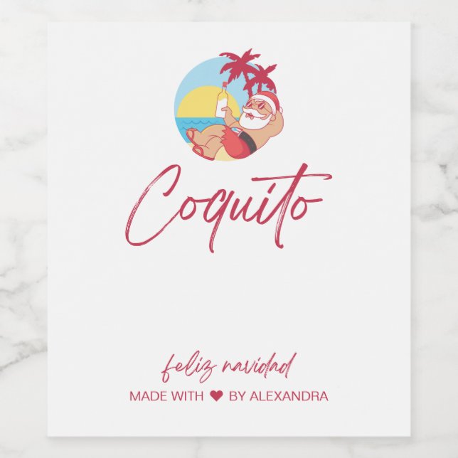 Funny Coquito Set für Lebensmittel und Getränke Weinetikett (Einzelnes Label)